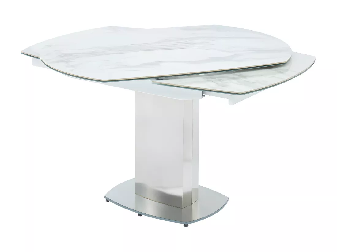 Table à manger extensible TALICIA - 4 à 6 personnes - Céramique et Acier - Effet Marbre