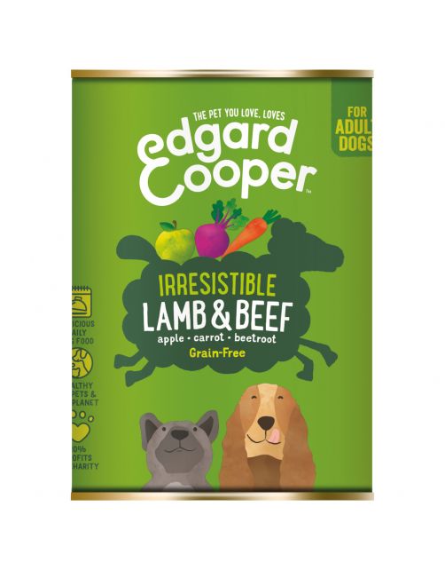 Edgard&Cooper Blik Lamb Beef Adult - Hondenvoer - Lam Rund Appel 400 g Graanvrij