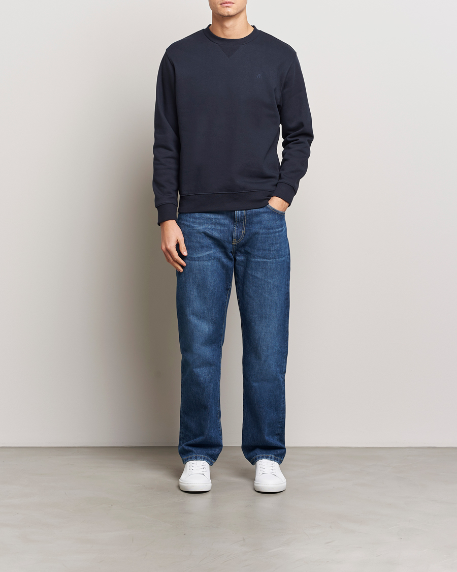 Replay Tonal Logo Crew Neck Sweatshirt Navy