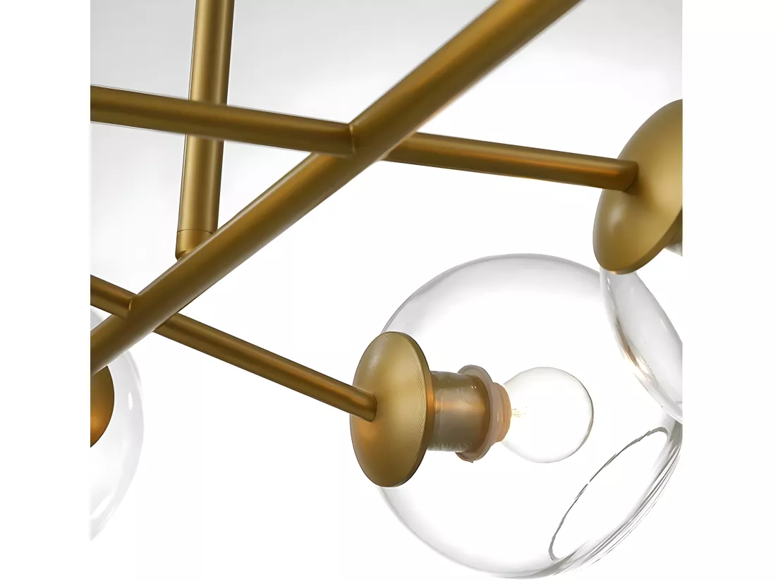 NETTLIFE Suspension LED en verre Diam.105 cm E27 avec 8 ampoules boule lumineuse lustre LED lampe de salon chambre lumière éclairage intérieur