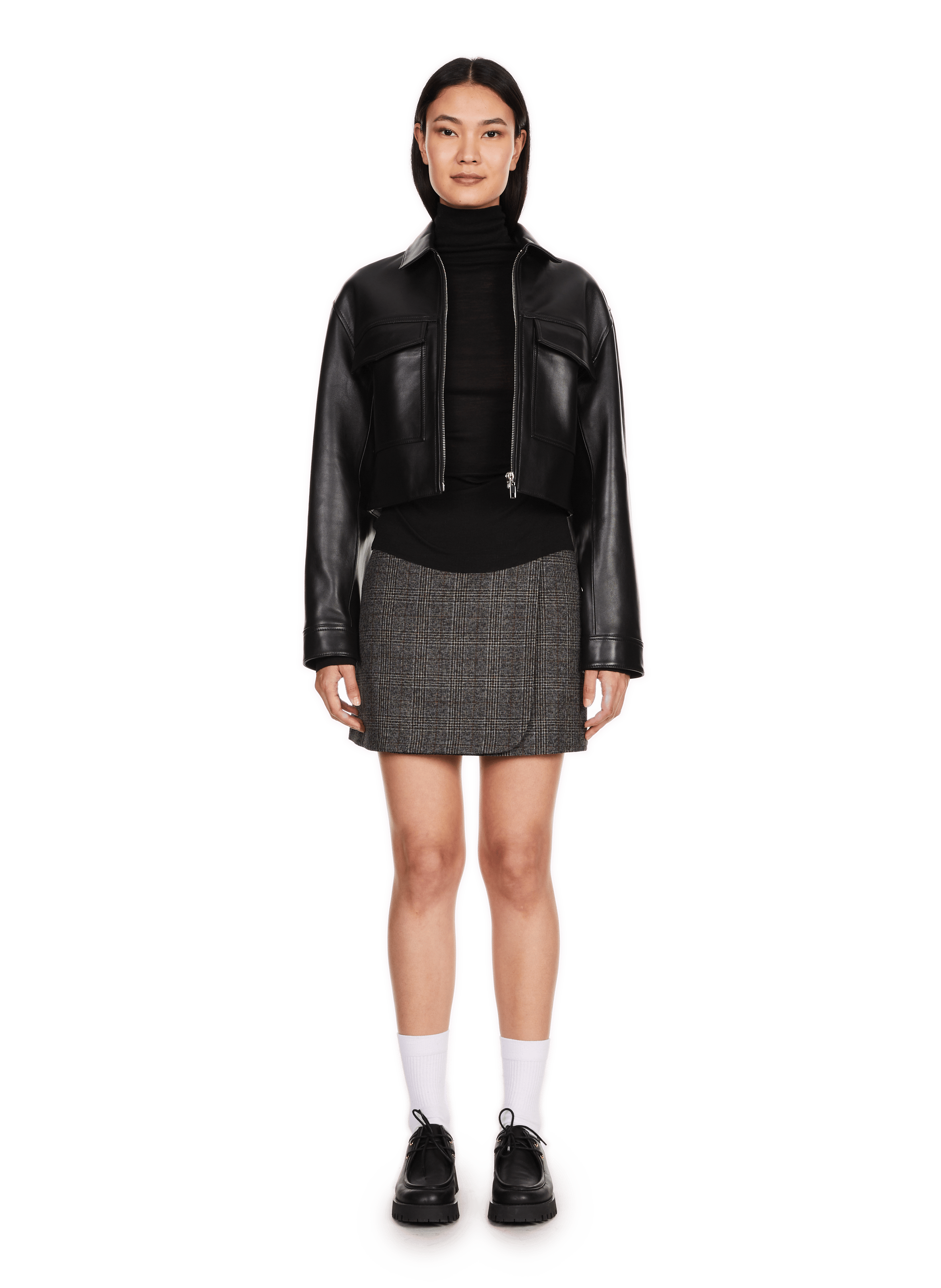 UMIU - Veste courte en cuir| Noir