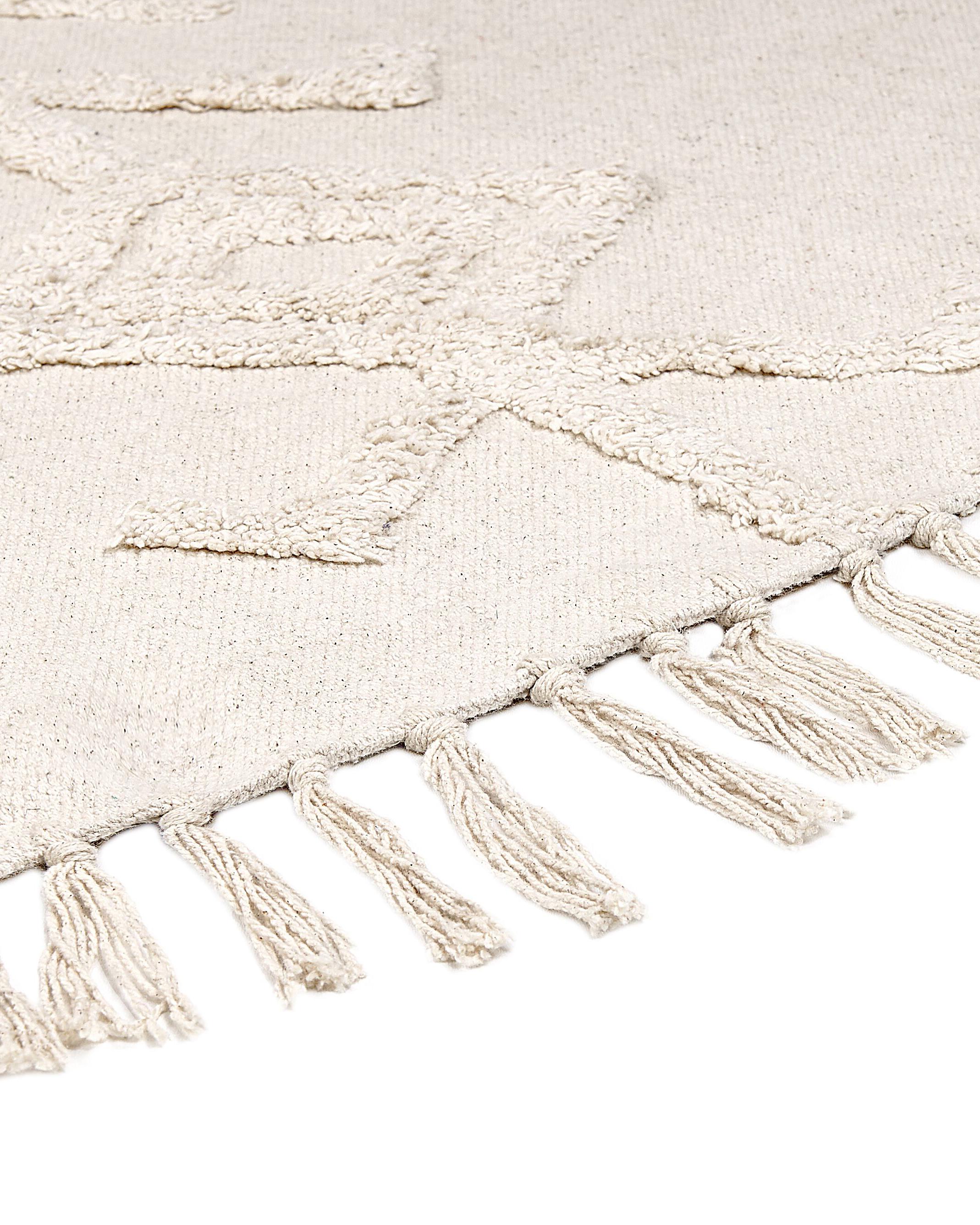 Vloerkleed HARRAN Lichtbeige ø 140 cm Katoen