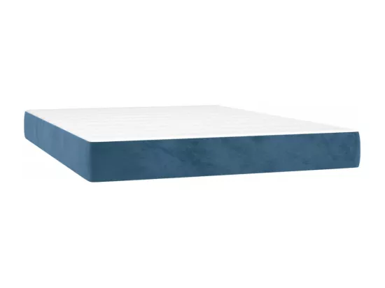 Sommier tapissier matelas et LED Bleu foncé 140x190 cm Velours