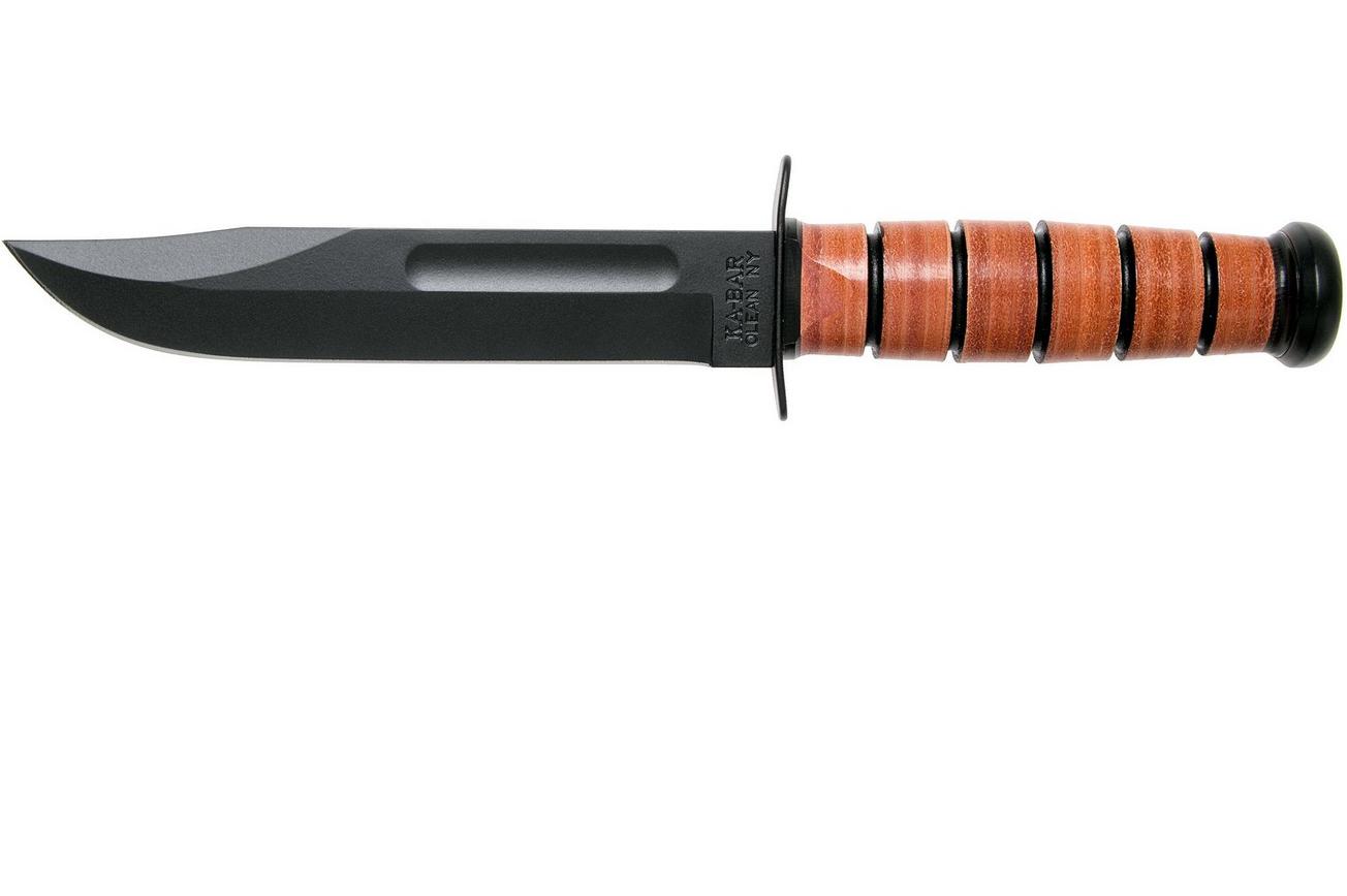 KA-BAR U.S. Navy Knife 1225 vaststaand mes, lederen foedraal