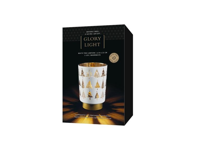 STT Laterne, Baum, S, 15 cm, Weiss LED Weihnachtsdekoration