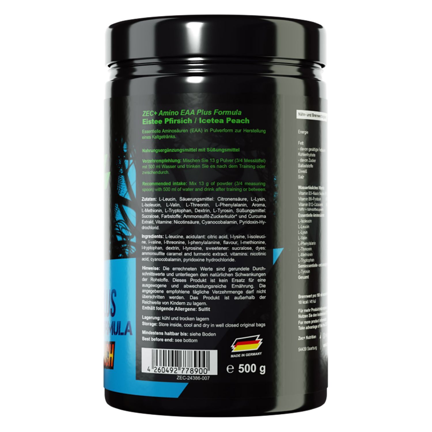ZEC+ AMINO EAA Aminosäure Pulver Eistee Pfirsich