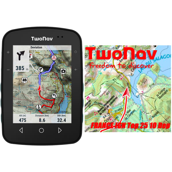 Compteur VTT TWONAV TWONAV TERRA BLUE + FRANCE IGN TOP25 10 DÉPARTEMENTS