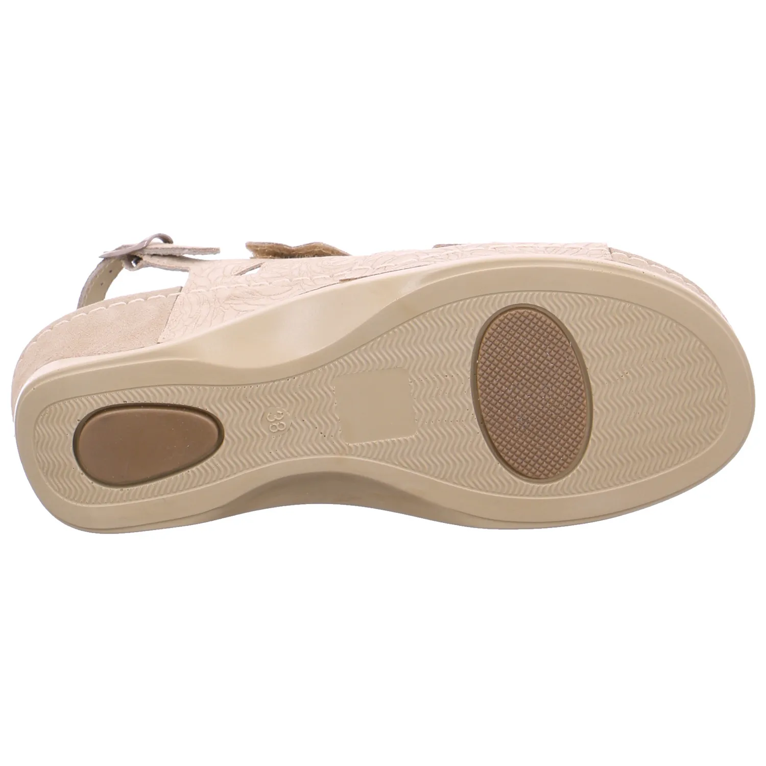 MUBB Comfort-Sandalette Beige Leder  mit Wechselfussbett