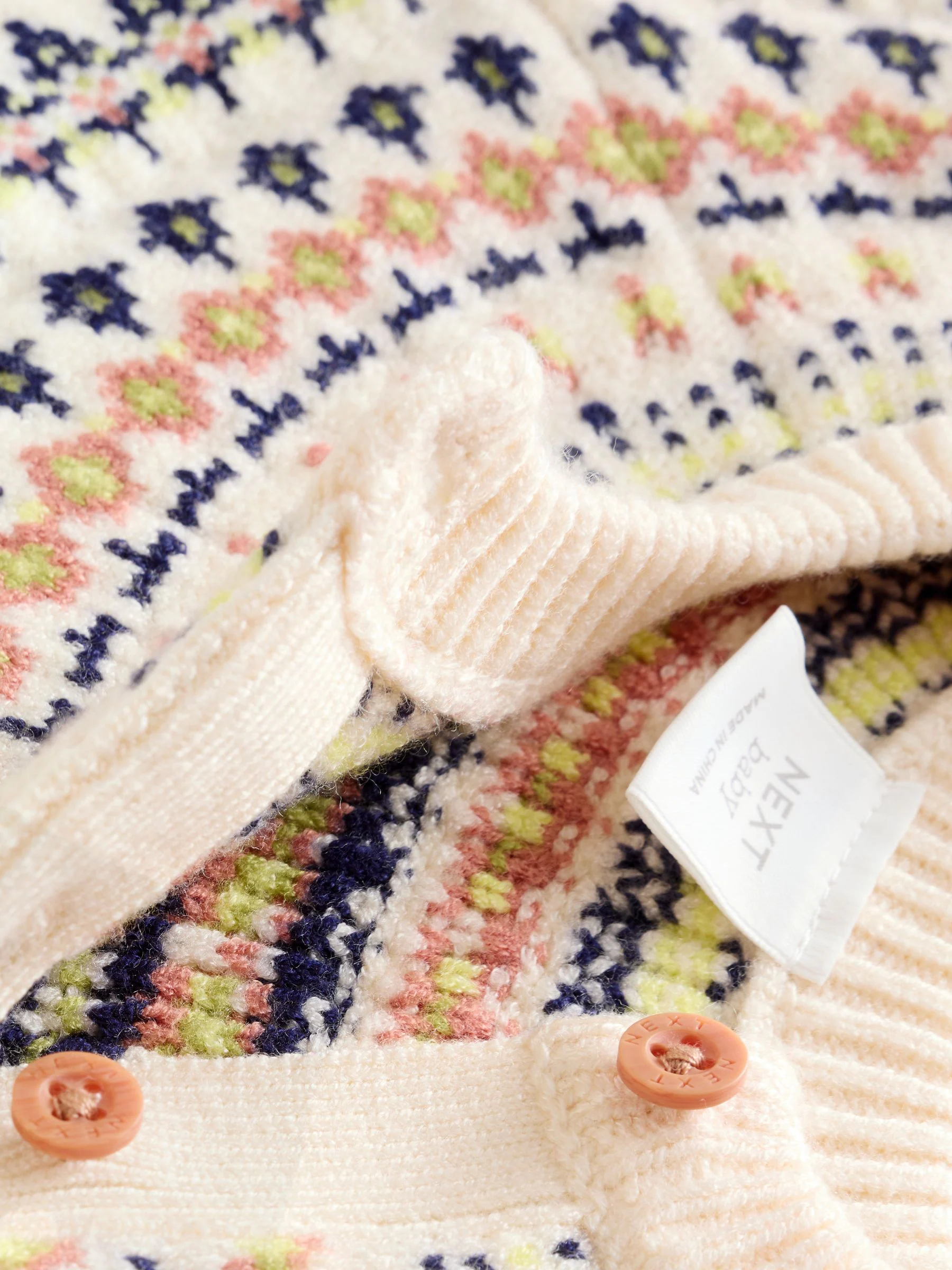 Crèmekleurig met fairislemotief - Babyset van gebreide top en legging (0mnd-2jr)