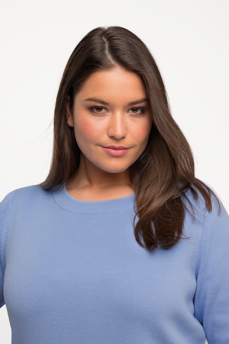 Pullover, Feinripp, Rundhals, Halbarm, Biobaumwolle