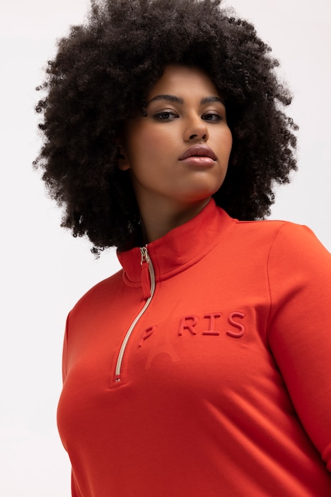 Sweatshirt, Eiffelturm, Stehkragen, Zipper, Langarm