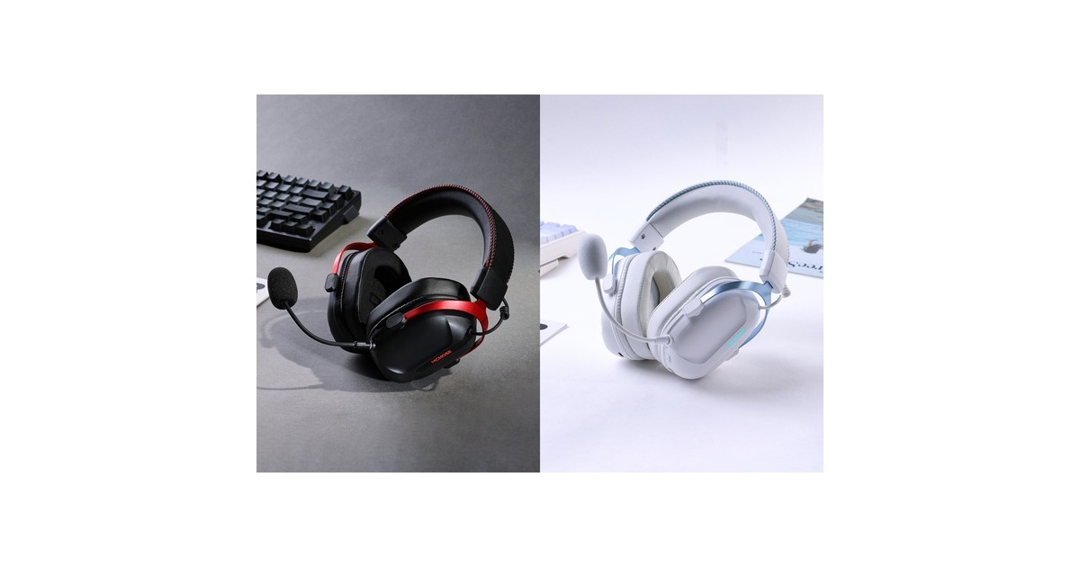 MCHOSES9 Pro Wireless  over-ear gaming headset  (Wit/blauw, PC / laptop / Playstation / Switch / Smartphone, 2.4G / Bluetooth / Wired / Type-C)