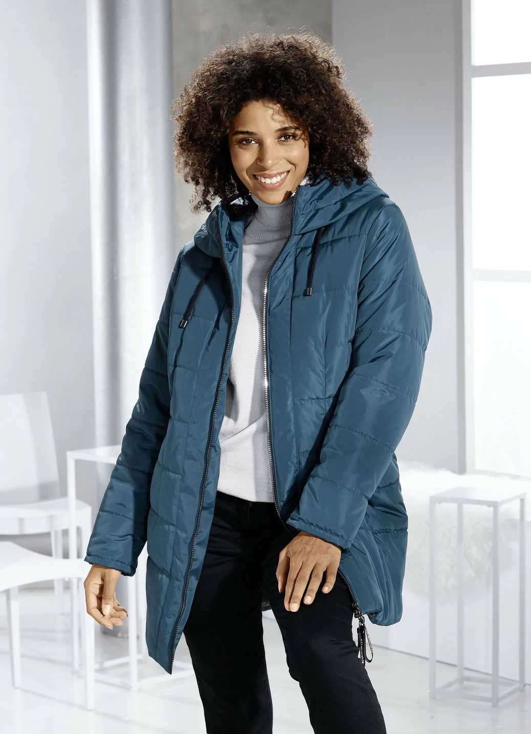 Longjacke mit 2-Wege-Reißverschluss