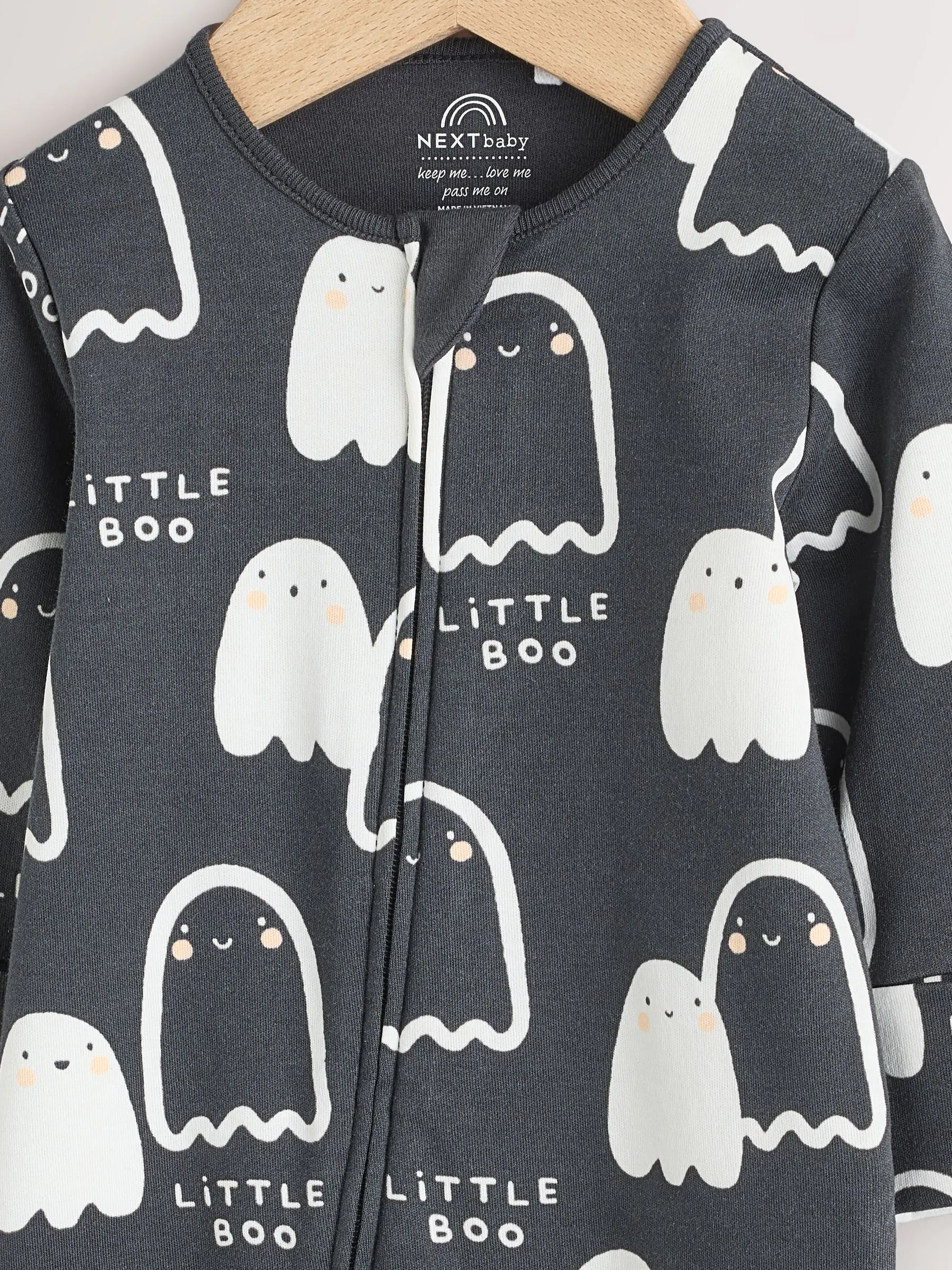 Zwart - Glow-in-the-dark Halloween-babypyjama met tweewegrits (0mnd-2jr)