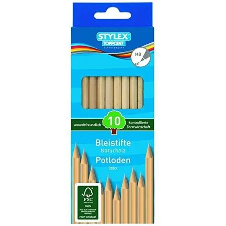 Stylex Bleistifte aus Naturholz, Härtegrad: HB, 10 Stück