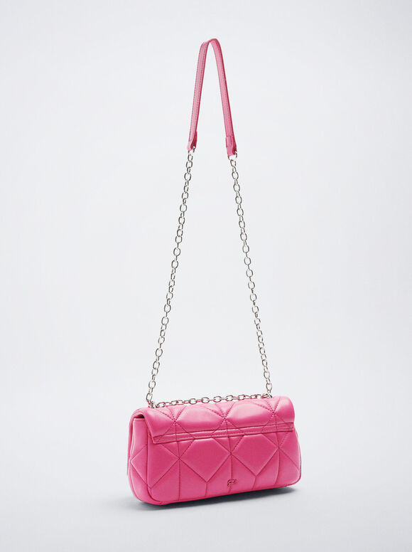 Bolsa acolchoada com corrente - Rosa