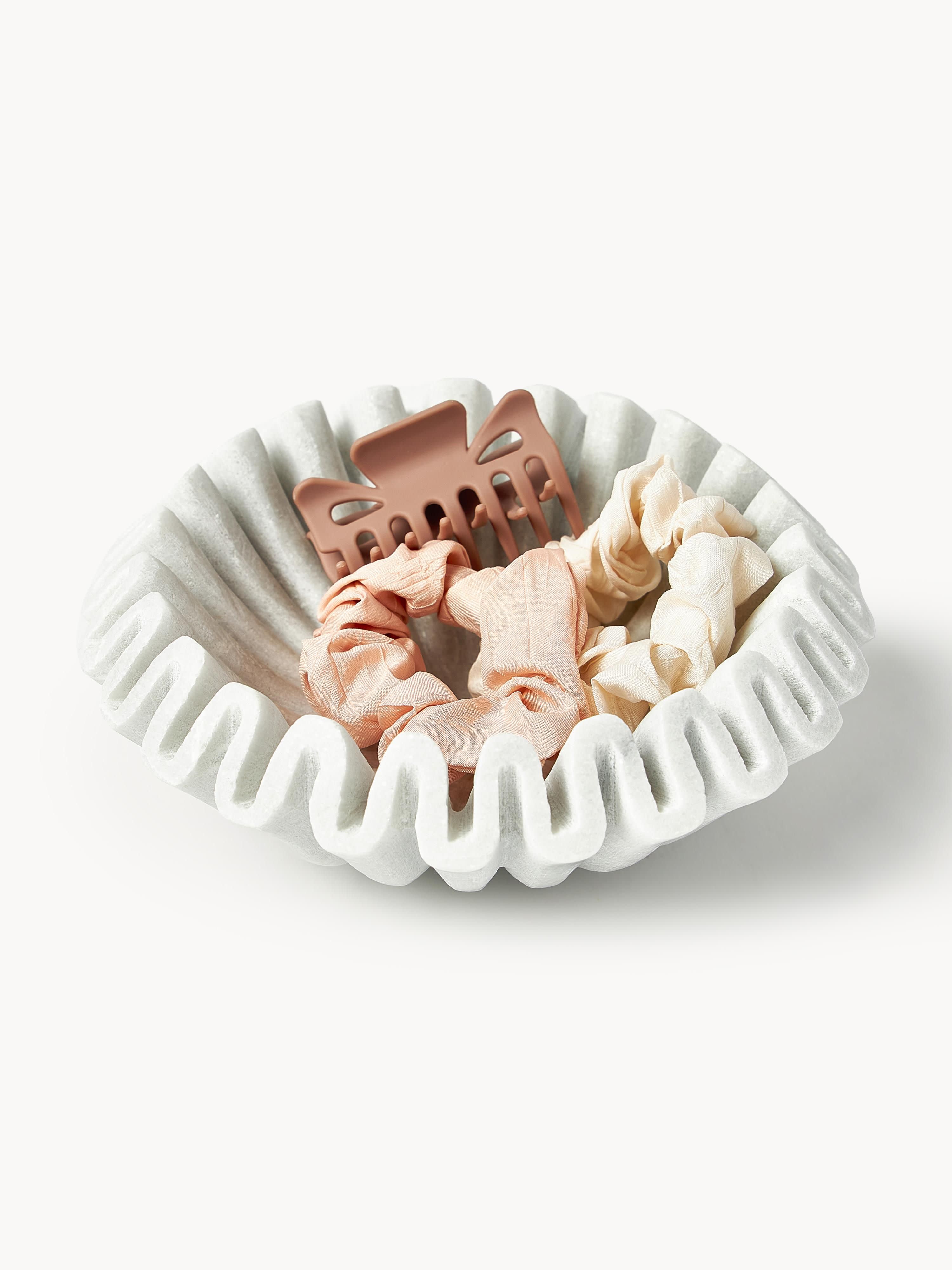 Handgemaakte decoratieve schaal Santorini van marmer, Ø 18 cm