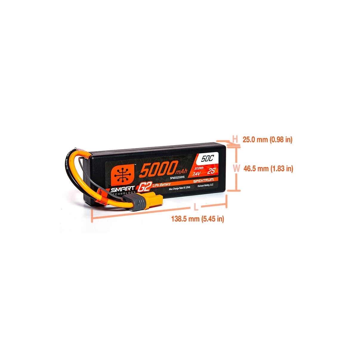 2s  5000mAh - 50C - Spektrum LiPo HC G2 IC5