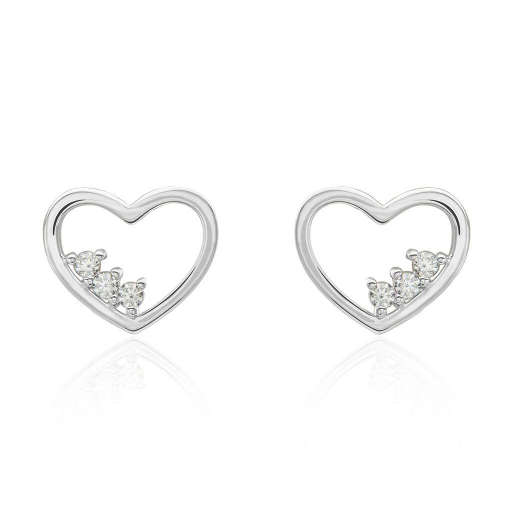 Boucles D'oreilles Puces Argent Blanc Shelan Oxydes De Zirconium