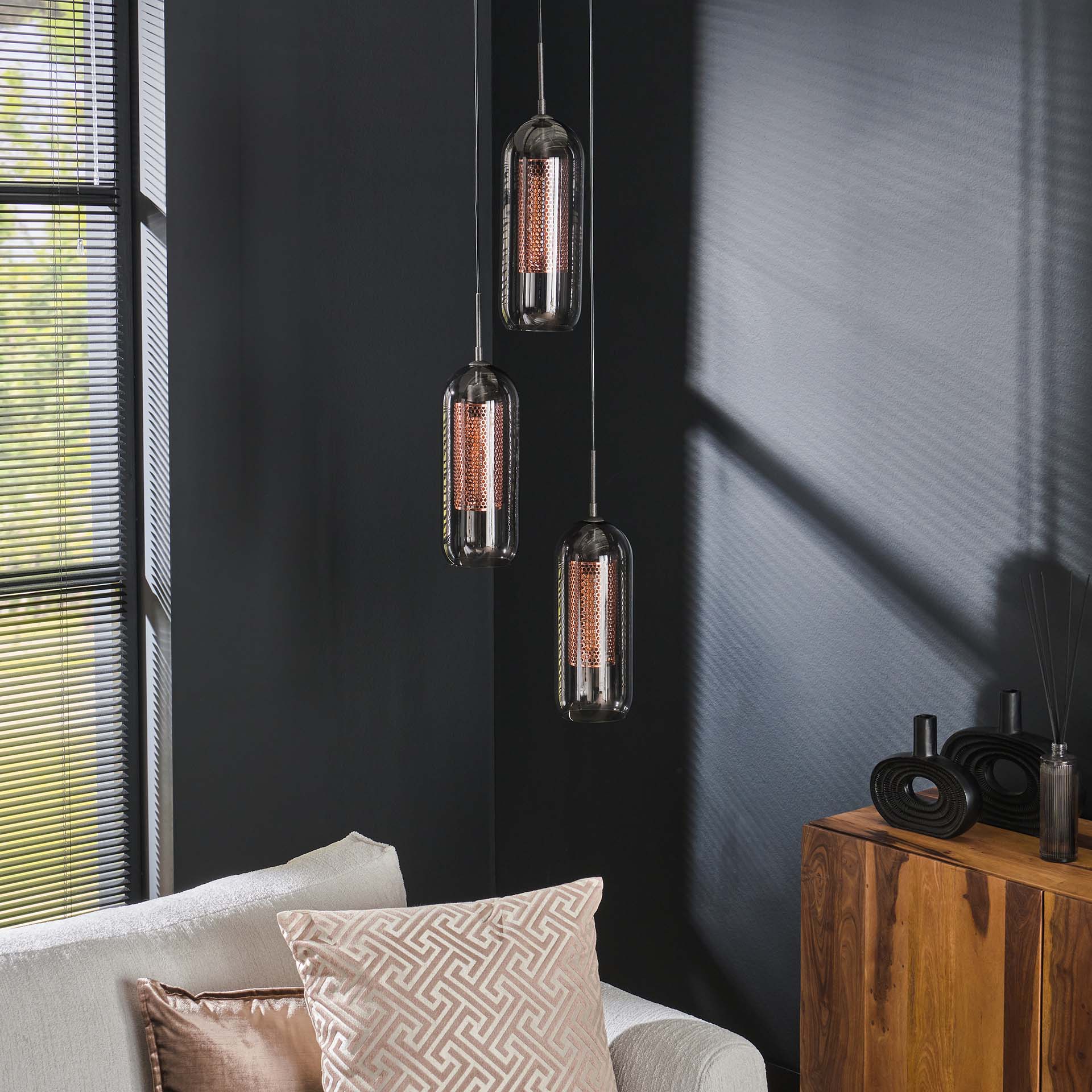 by fonQ  Dolf Hanglamp 3-lichts - Gerookt Glas