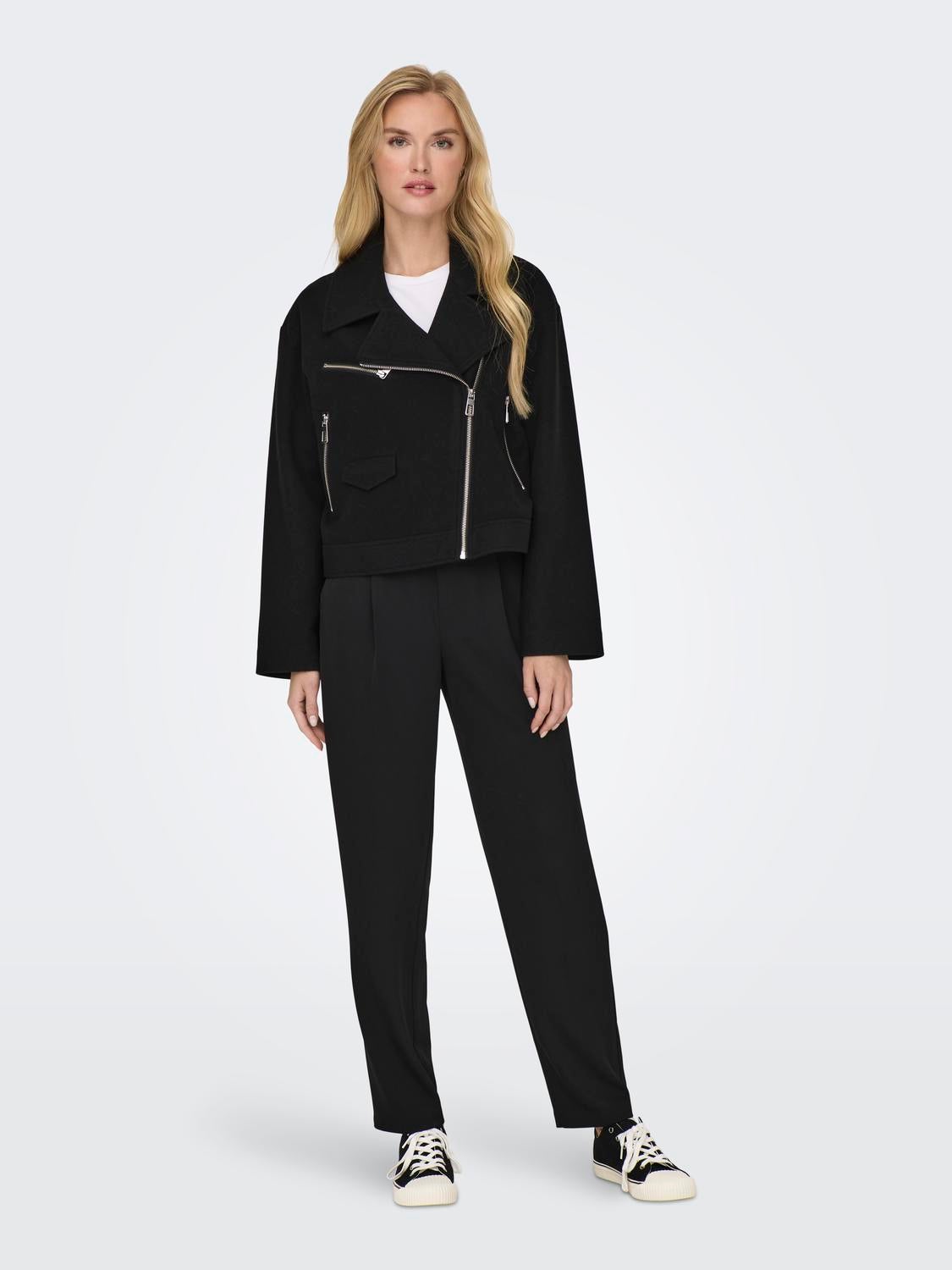 ONLNANCY Bikerjacke in Lederoptik Black