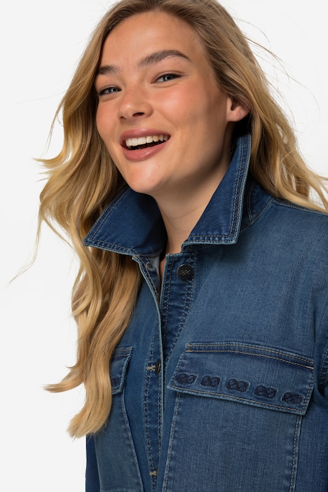 Jeansjacke, oversized, Stickerei, mit recyceltem Polyester