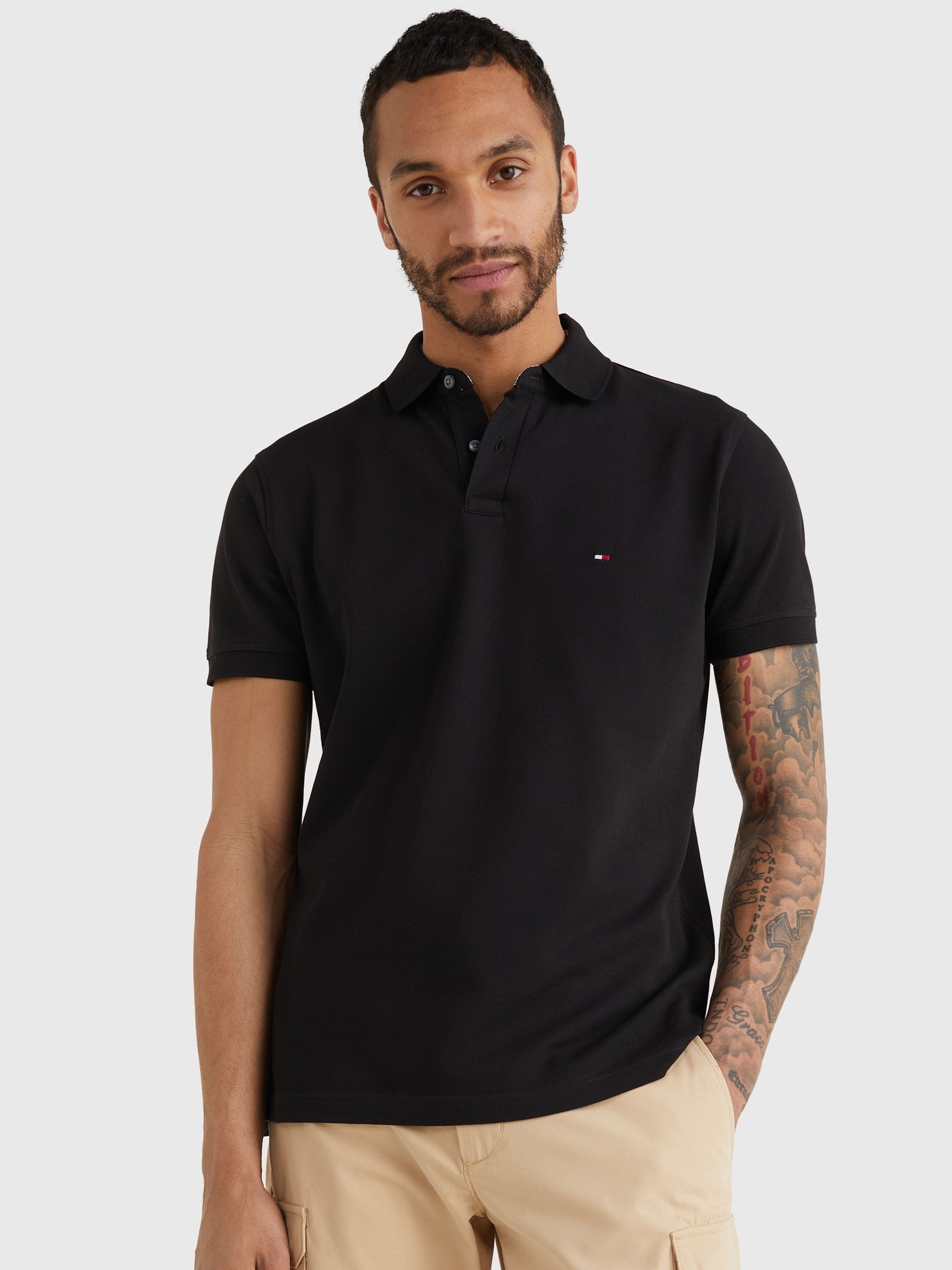 Zwart - Tommy Hilfiger 1985 piqué poloshirt met standaard pasvorm