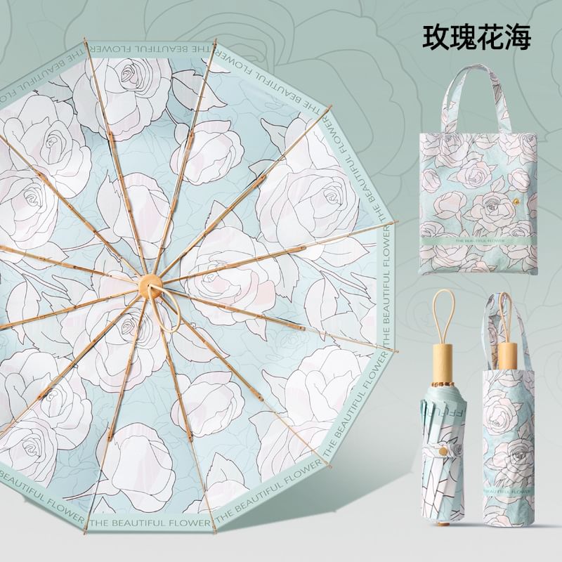 Fenmo - Compacte paraplu met bloemenprint (verschillende ontwerpen)