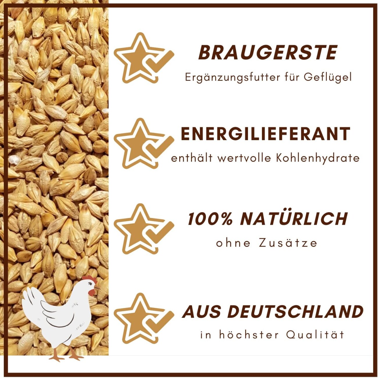 Supravit Braugerste - Ergänzungsfutter für Hühner und Tauben - energiereiches Zusatzfutter liefert wertvolle Kohlenhydrate - leicht verdaulich und gut verträglich 2,5 kg