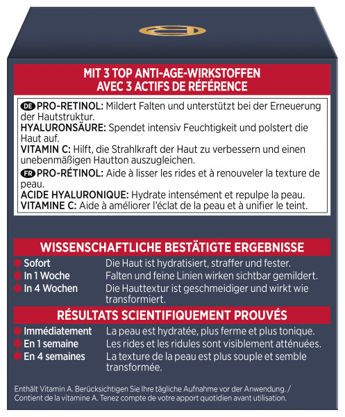 L'Oréal Paris Maquillage Revitalift Laser X3 Dreifach-Power Anti-Age<br>50 ml, Nachtpflege mit Pro-Retinol + Hyaluronsäure + Vitamin C