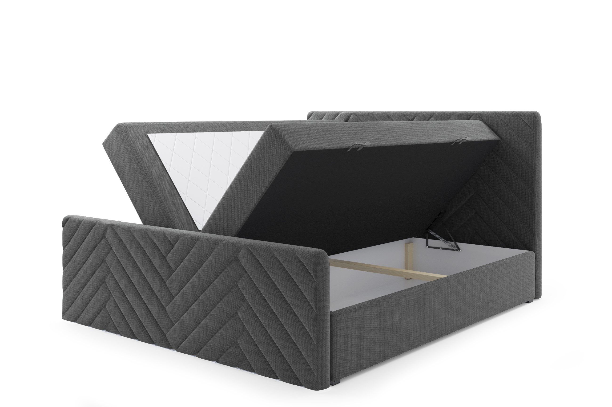 M-Punkt GmbH Boxspringbett GENF Fußteil mit Bettkasten 180 x 200 cm Anthrazit - versch. Ausführungen