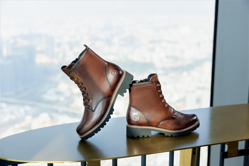Remonte Schnürboots  , Blockabsatz, Schnürstiefelette im Used Look