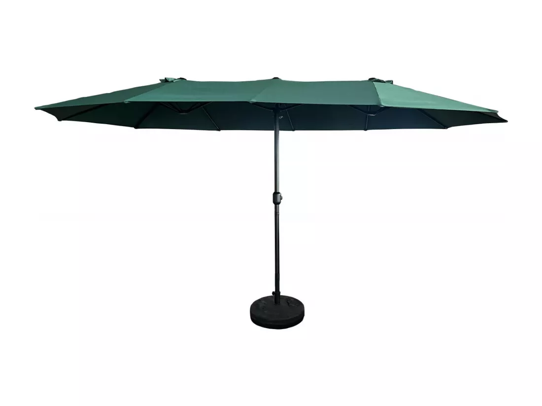 Parasol double de jardin TILIA en vert foncé, Poids 12,3 kg Dimensions L460 x l270 x H245 cm