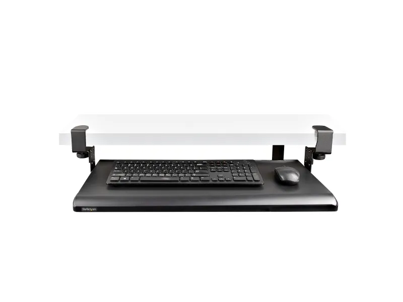 StarTech.com Under-Desk Keyboard Tray, Clamp-on Keyboard Holder, Supports up to 12kg (26.5lb), Sliding Keyboard and Mouse Drawer with C-Clamps, Height Adjustable Keyboard Tray - Black - Ergonomic Keyboard Tray (KEYBOARD-TRAY-CLAMP1) - Tastaturbakke -