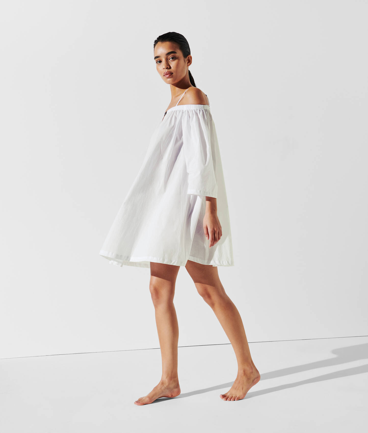 ROBE DE PLAGE À ÉPAULES DÉNUDÉES K/SIGNATURE - Blanc