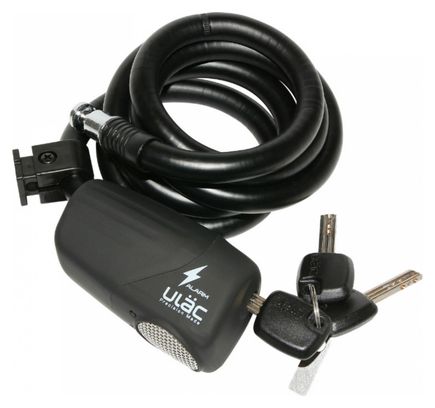 ANTIVOL VELO SPIRAL A CLE P2R DIAM 12mm L 0.60m NOIR AVEC SUPPORT ET ALARME