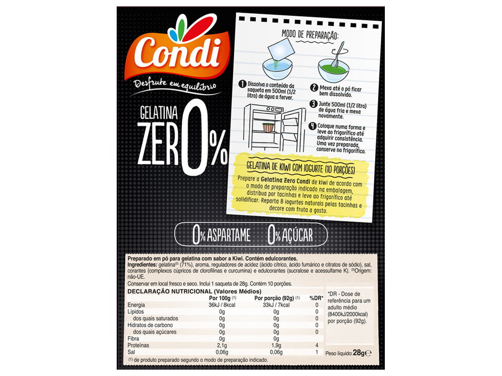 GELATINA CONDI ZERO KIWI 28G