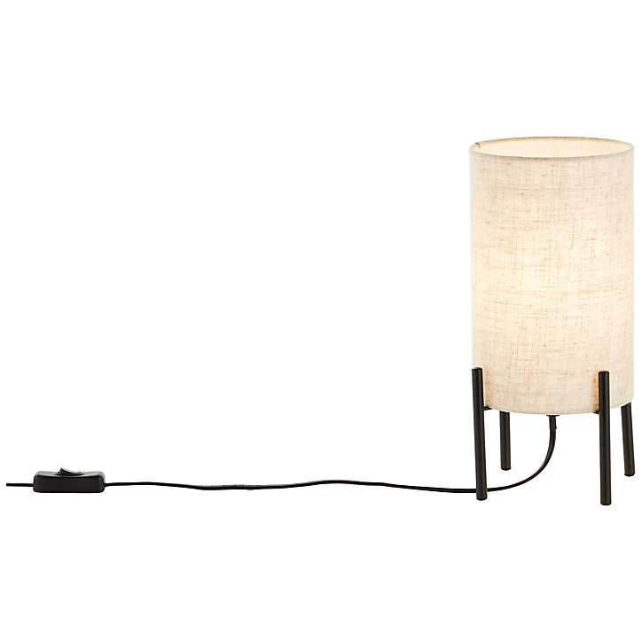 Lampe à poser métal noir et textile naturel Ø16 x H.29 cm 25W IP20 Brillant