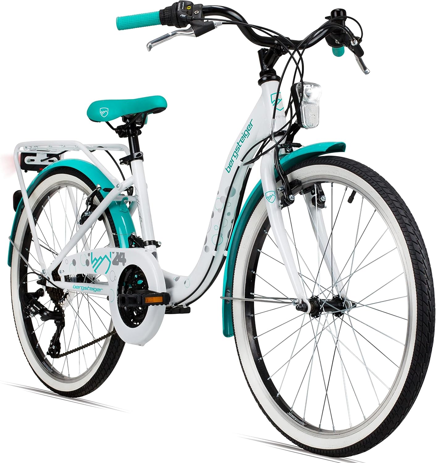 Bergsteiger Atlantis 20, 24 Zoll Kinderfahrrad, geeignet für 6,7, 8, 9, 10, 11 Jahre, StVZO, Shimano Schaltung, Mädchen-Fahrrad mit Dynamo-Licht