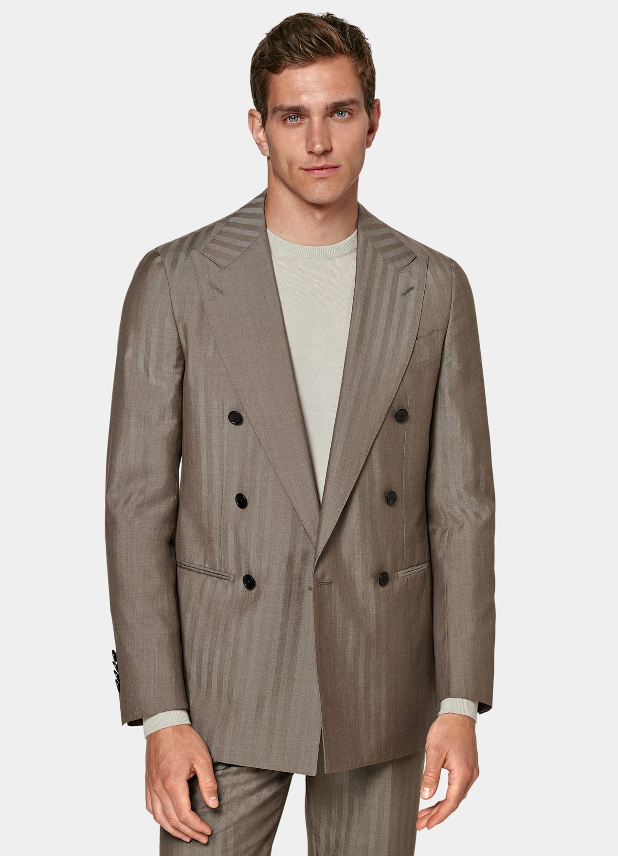 Costume Perennial Havana coupe Tailored taupe à chevrons