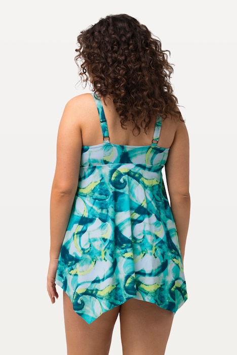 Badekleid, Wellenmuster, Softcups, Zipfelsaum