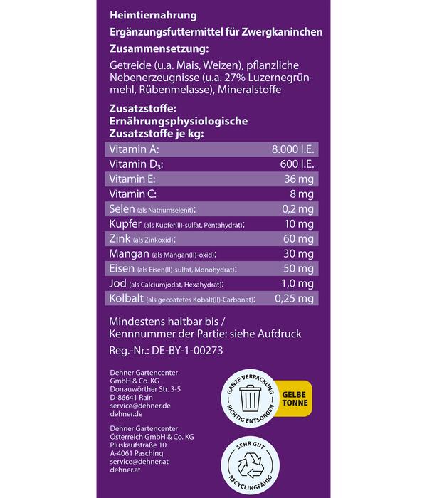 Dehner Lieblinge Zwergkaninchenfutter-Pellets