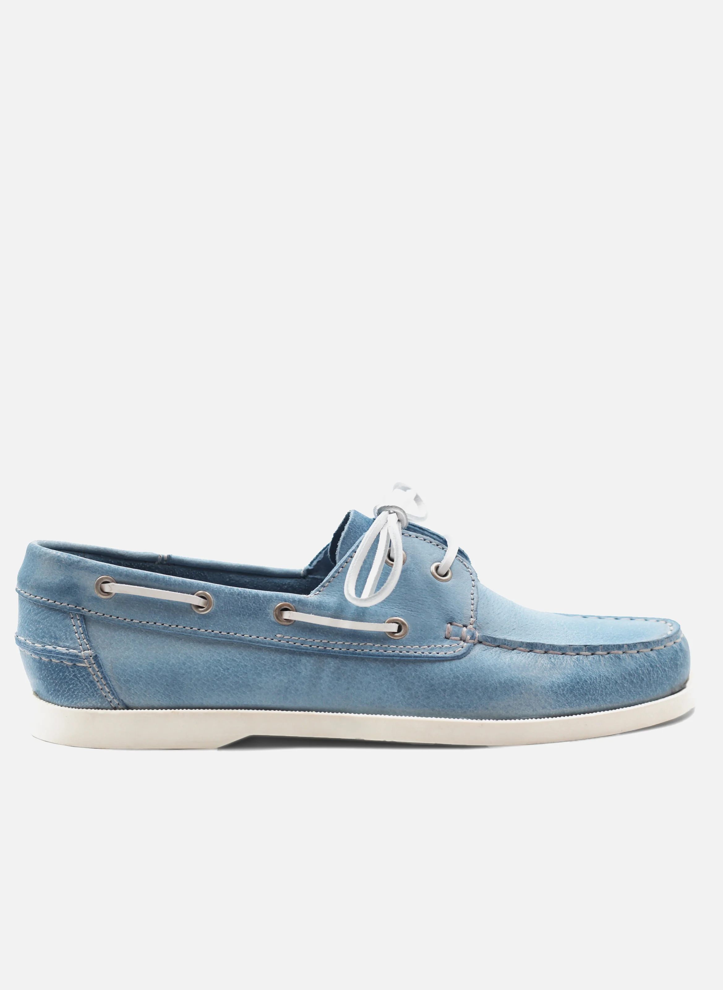 Chaussures bateau cuir mat brossé | Bleu