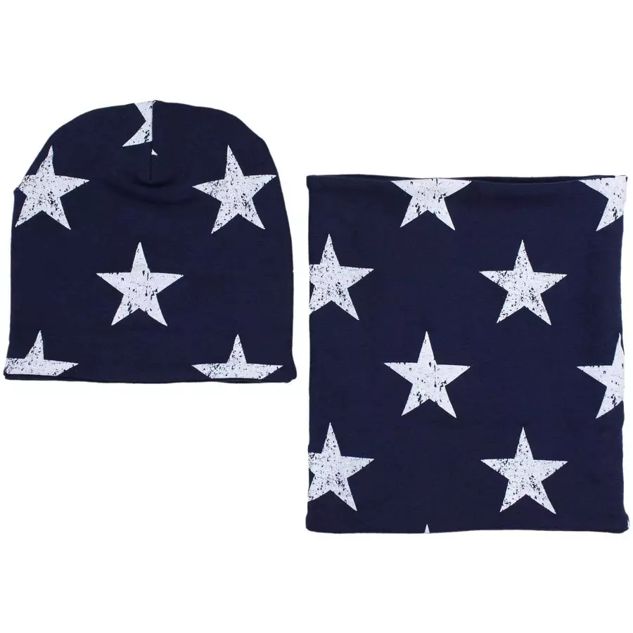 TupTam Unisex Kinder Beanie Mütze Schlauchschal Set blauweiß