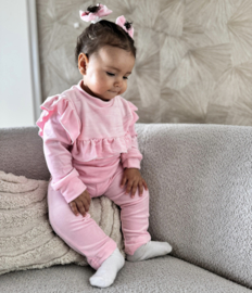 Velvet ruffled set - lichtroze