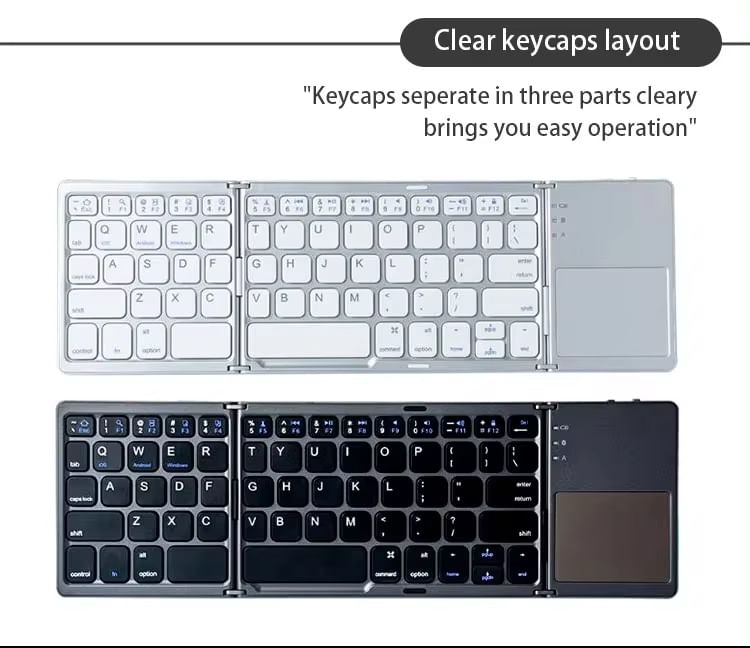 HOMTEC - Opvouwbaar Bluetooth-toetsenbord met trackpad, oplaadbaar via USB