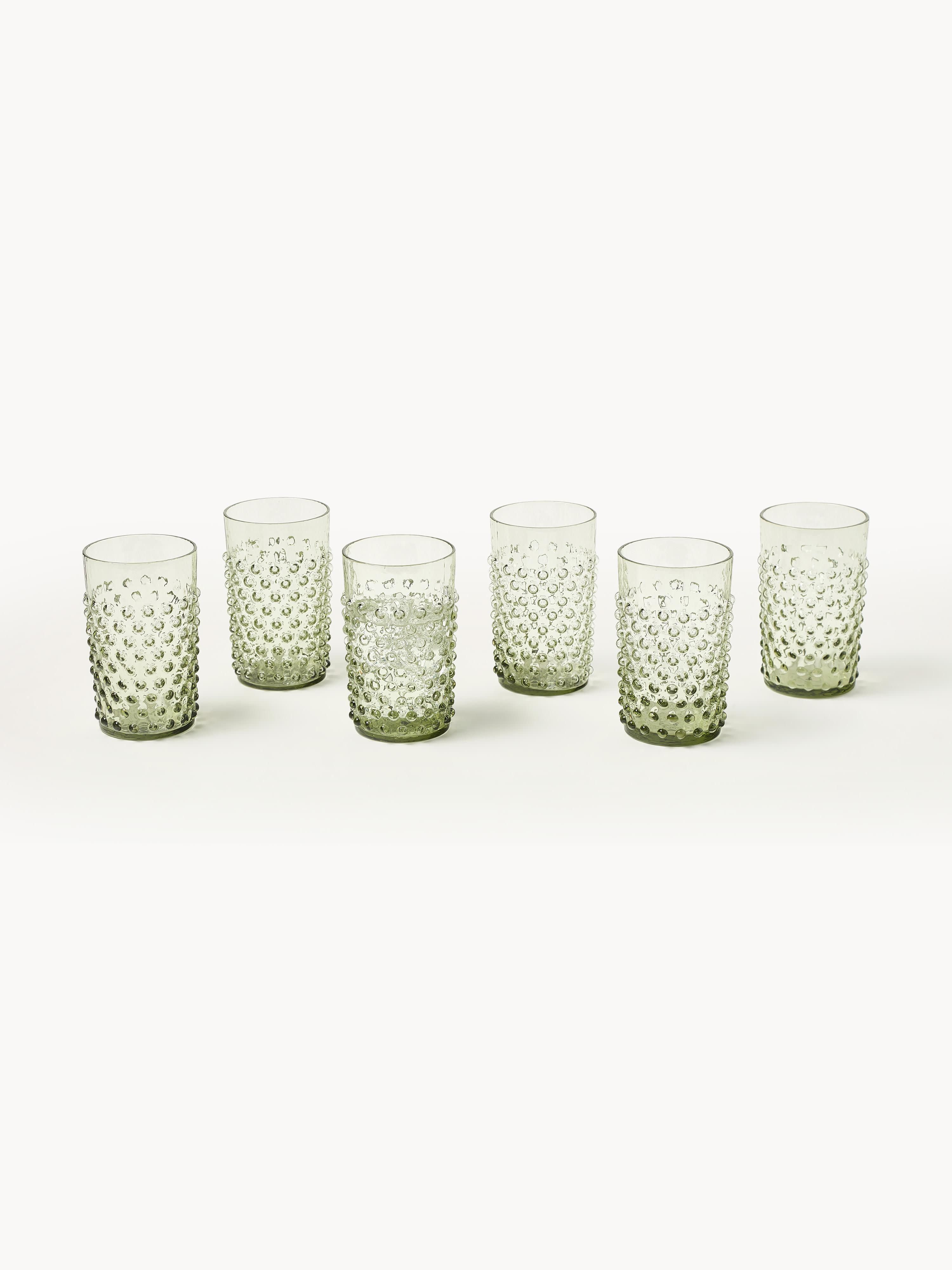 Mondgeblazen waterglazen Hobnail, 6 stuks