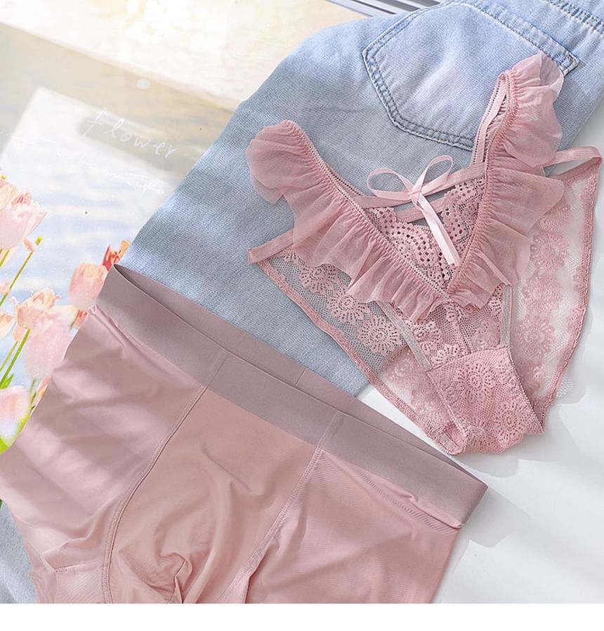 Pancherry - Koppelset: Boxershort + Kanten Slip met Strik