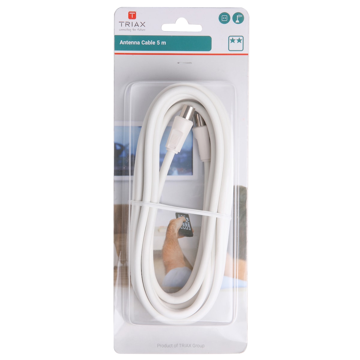 Triax antennekabel fem meter (hvit)