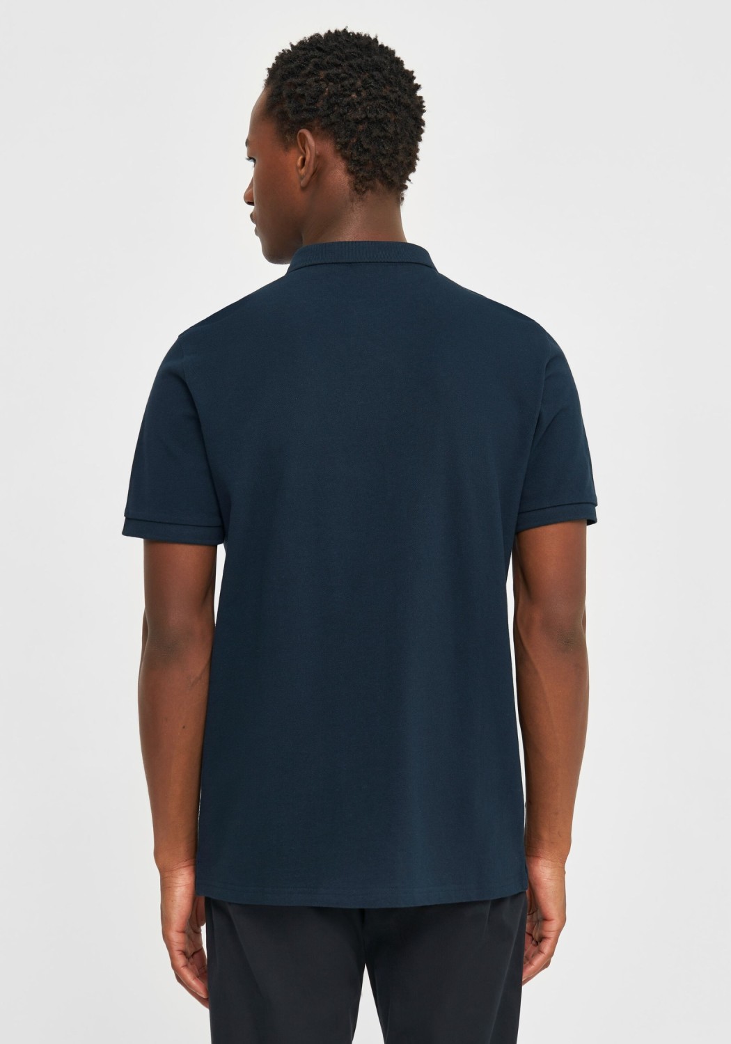 Knowledge Cotton Apparel Basic Badge Polo Shirt Total Eclipse